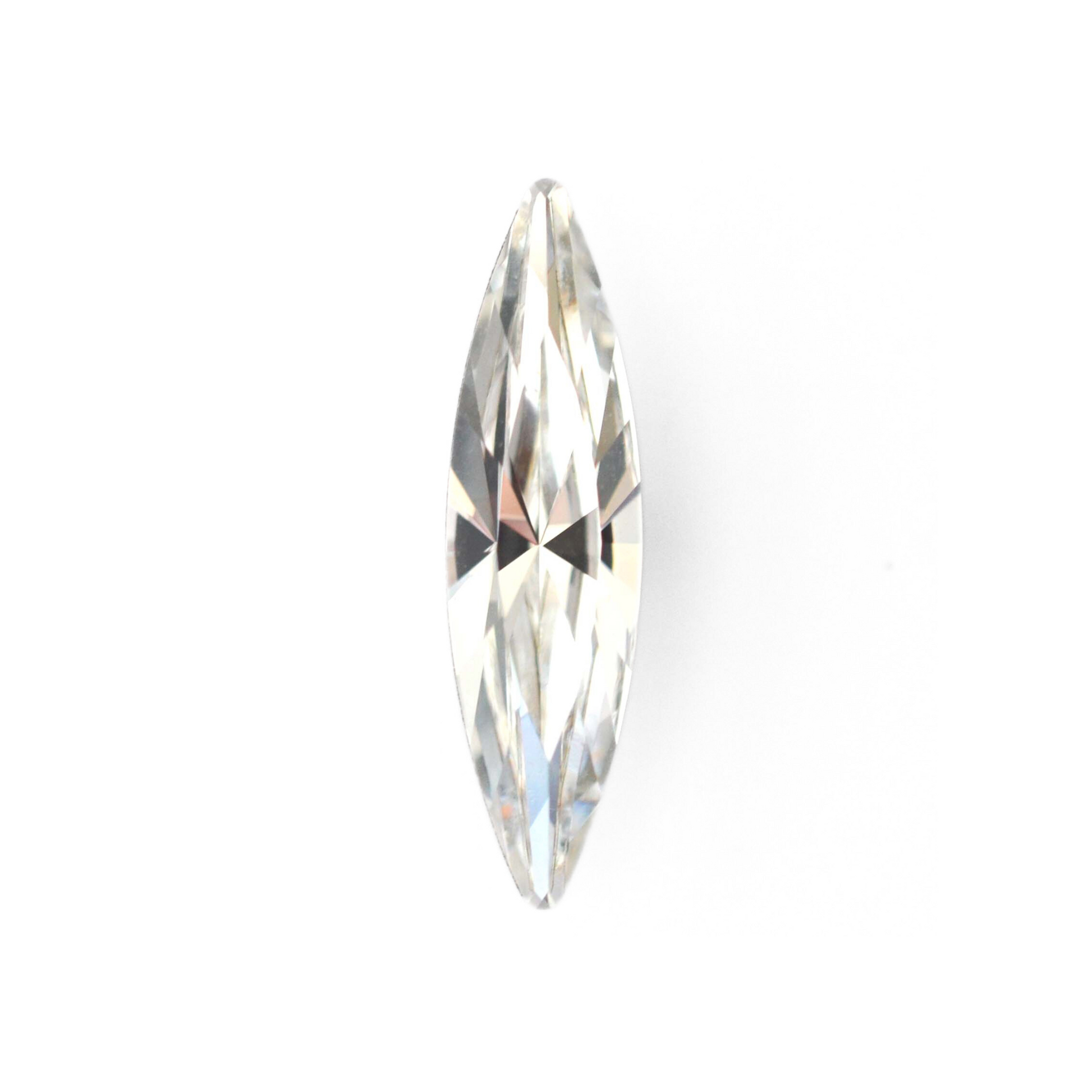 One large navette shape faceted Austrian crystal rhinestones in the color Crystal displayed on a white background.