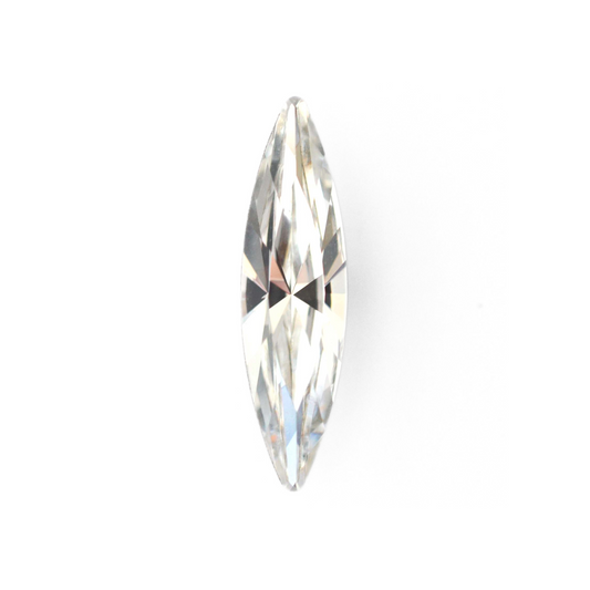 One large navette shape faceted Austrian crystal rhinestones in the color Crystal displayed on a white background.