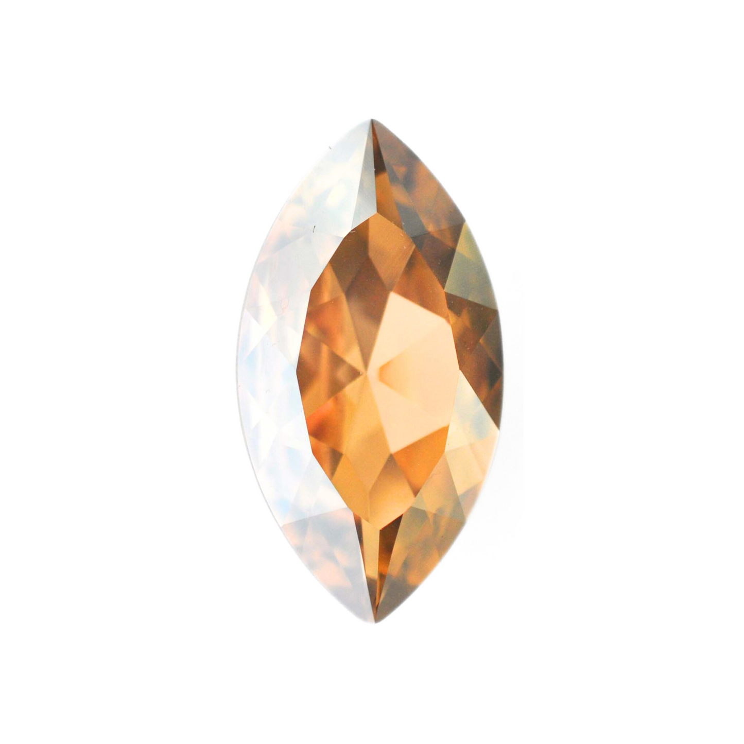 One large navette shape faceted Austrian crystal rhinestones in the color Golden Shadow displayed on a white background.