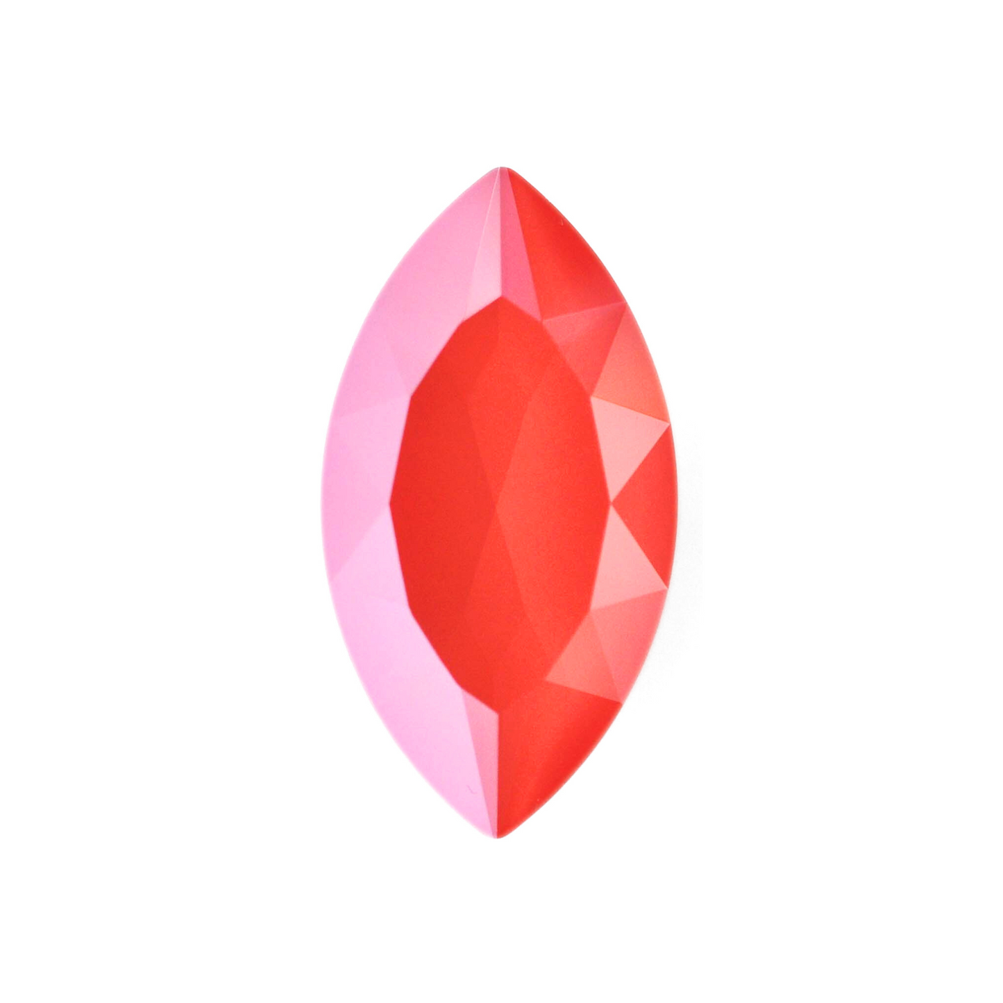 One large navette shape faceted Austrian crystal rhinestones in the color Light Coral displayed on a white background.