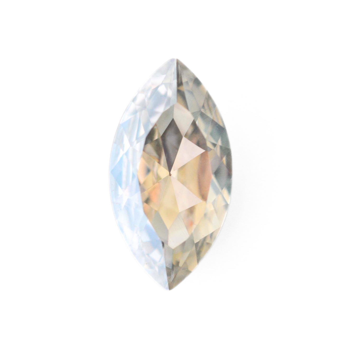 One large navette shape faceted Austrian crystal rhinestones in the color Moonlight displayed on a white background.