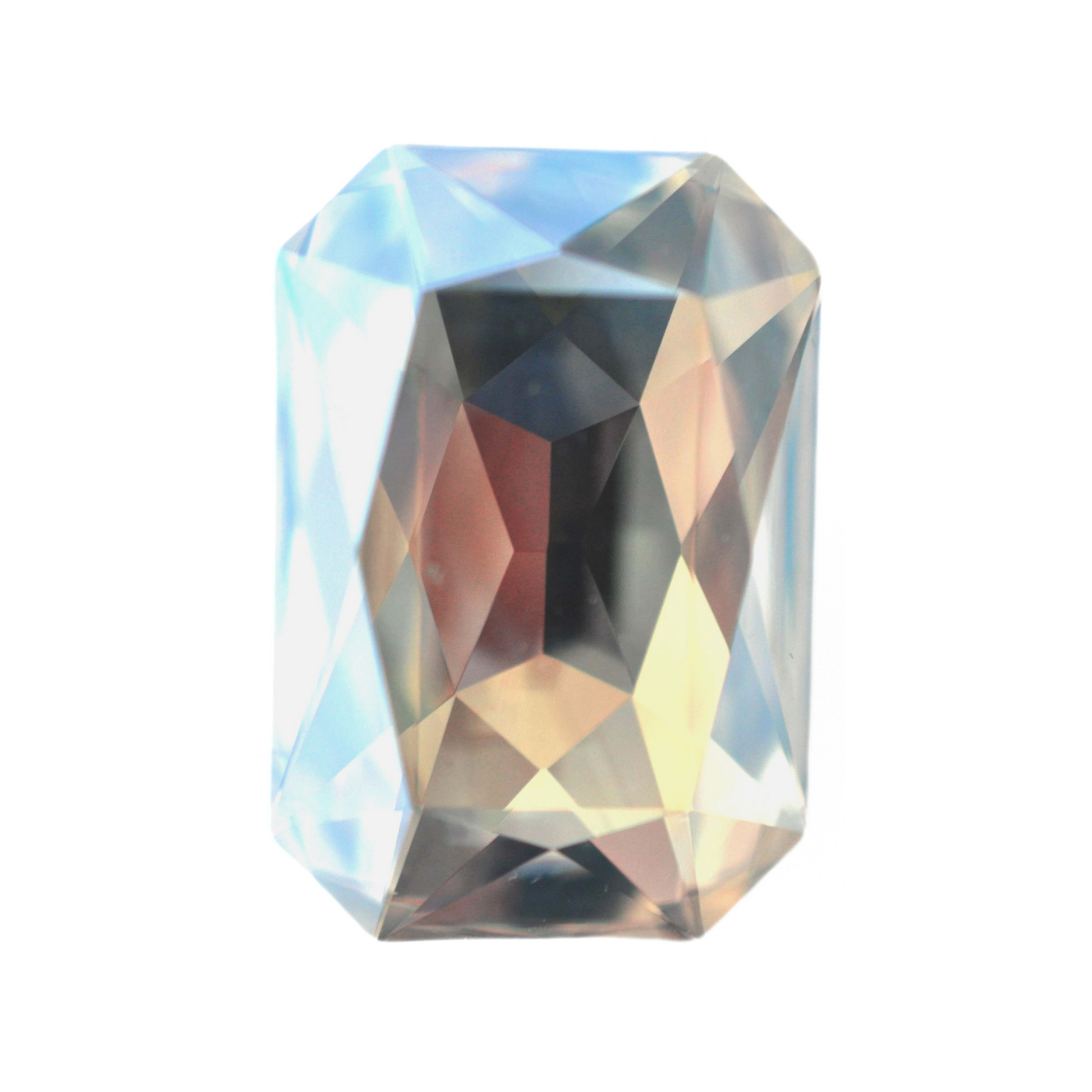 One large octagon shape faceted Austrian crystal rhinestones in the color Moonlight displayed on a white background.