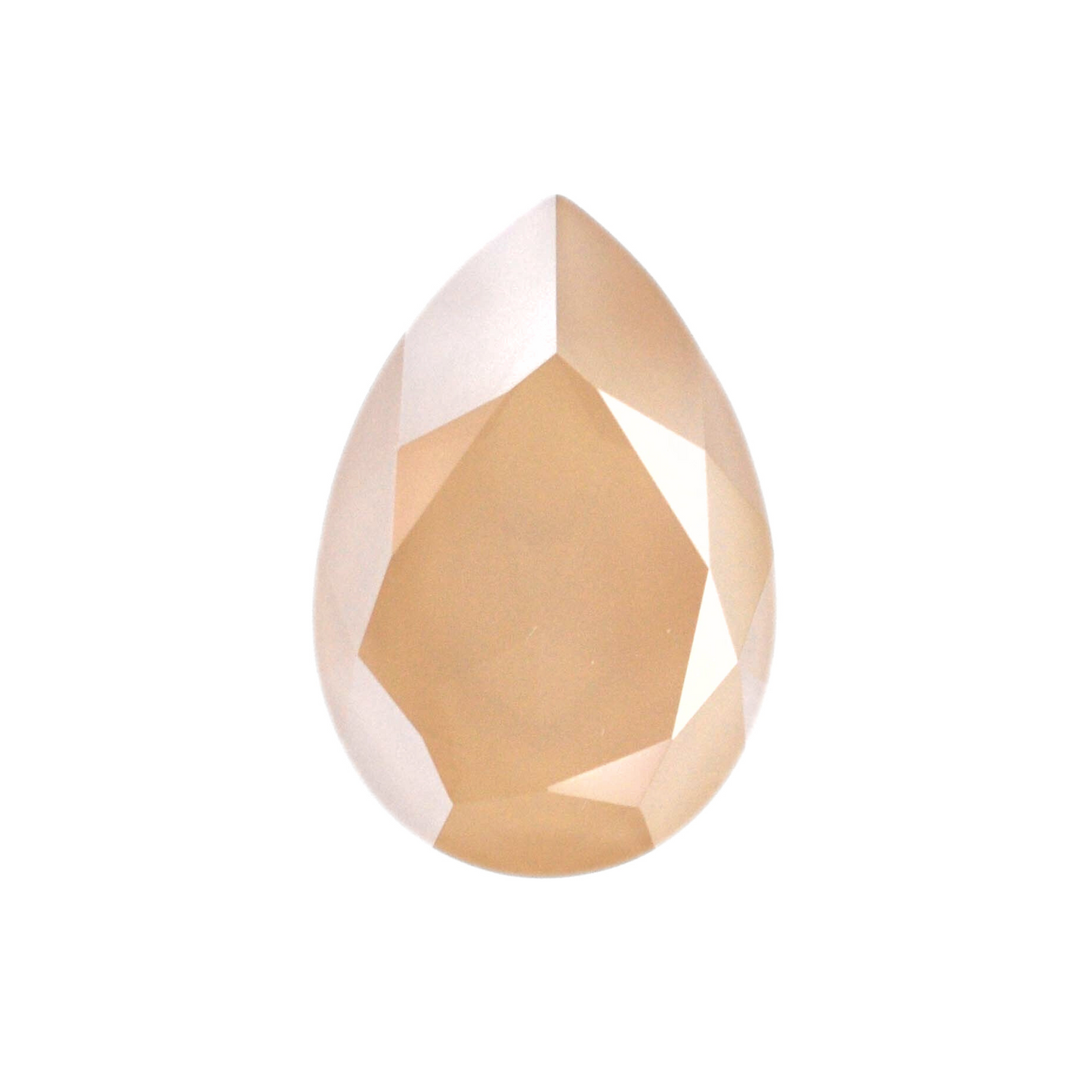 One large pear shape faceted Austrian crystal rhinestones in the color Ivory Cream displayed on a white background.