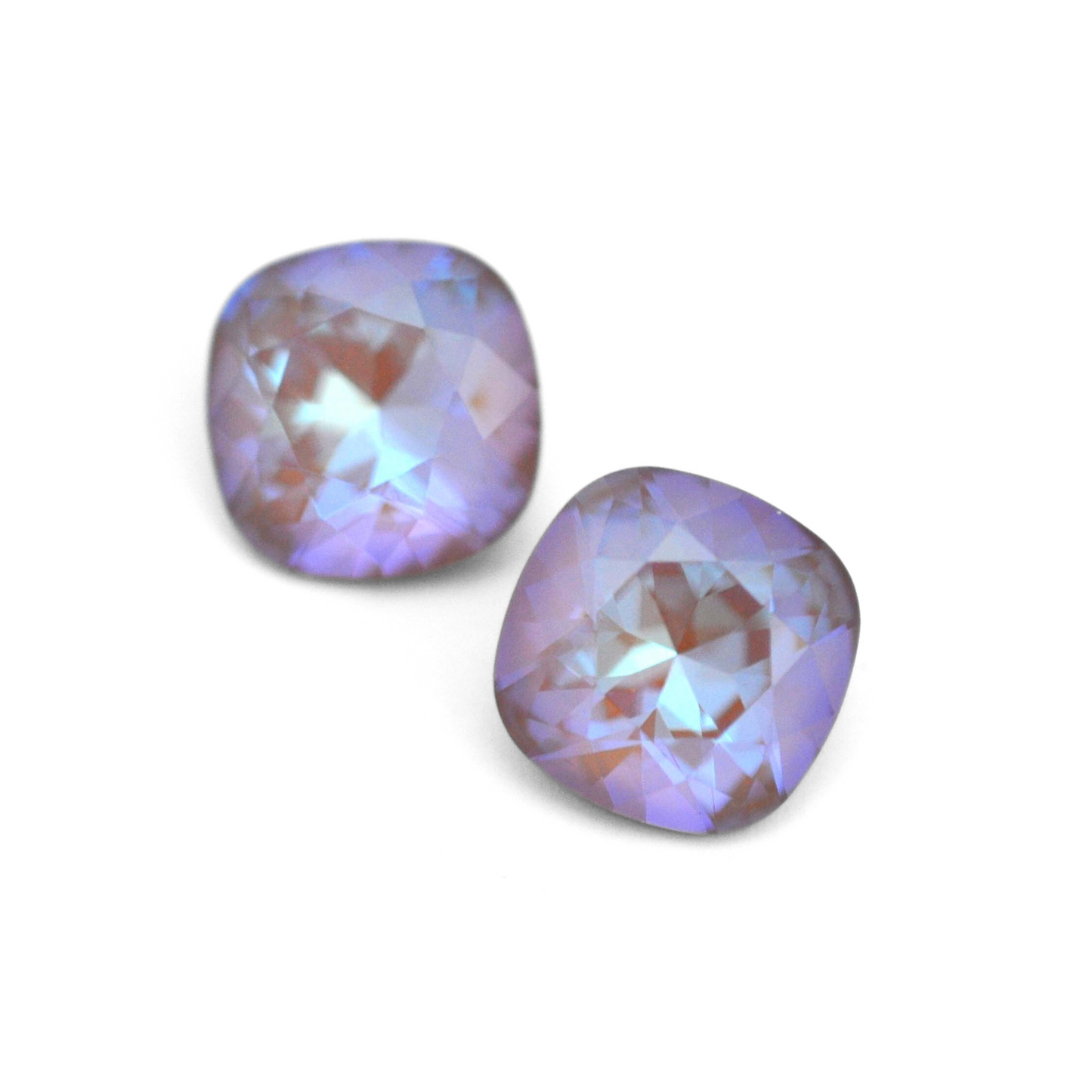 Cushion Square faceted Austrian crystal rhinestones in the color Cappuccino Delte displayed on a white background.