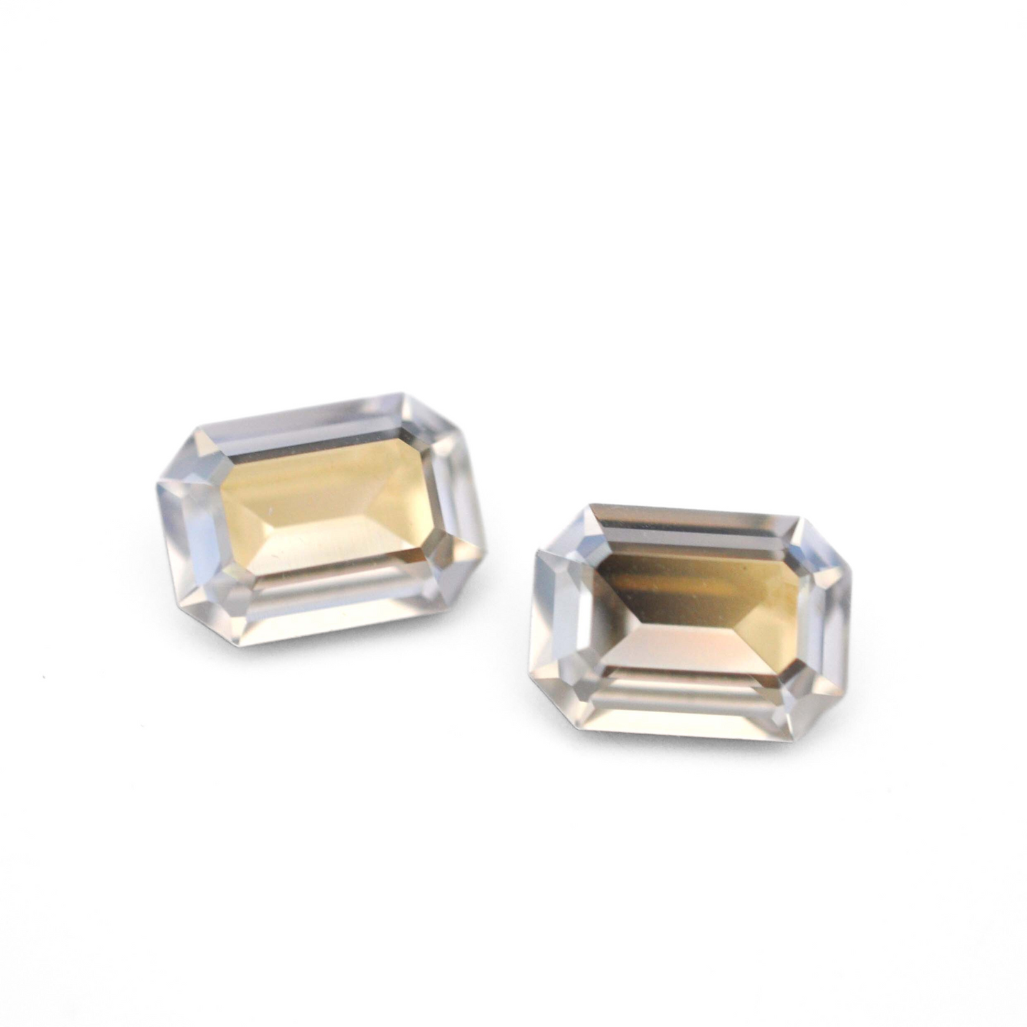 Octagon shaped faceted Austrian crystal rhinestones in the color Silver Shade displayed on a white background.