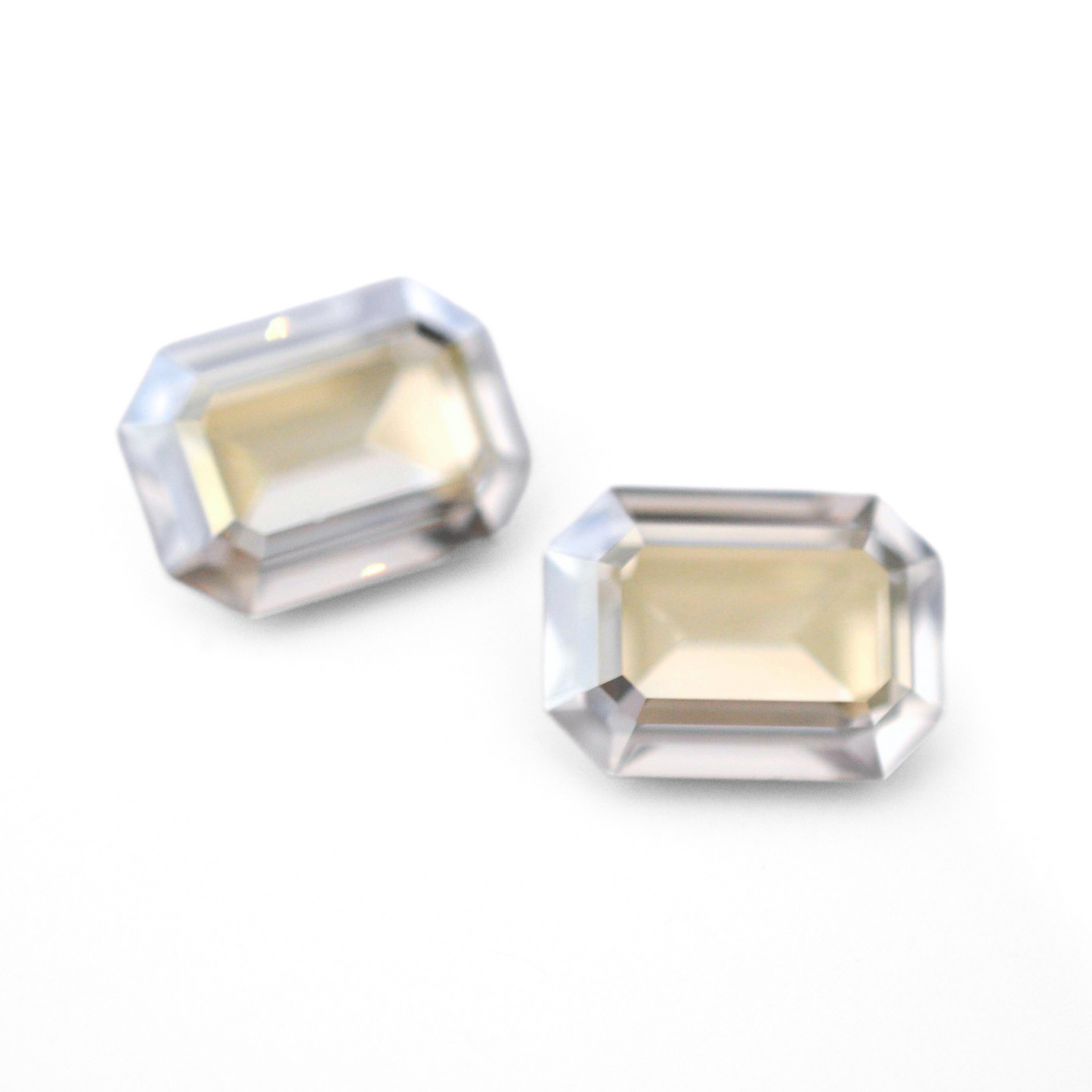 Octagon shaped faceted Austrian crystal rhinestones in the color Silver Shade displayed on a white background.