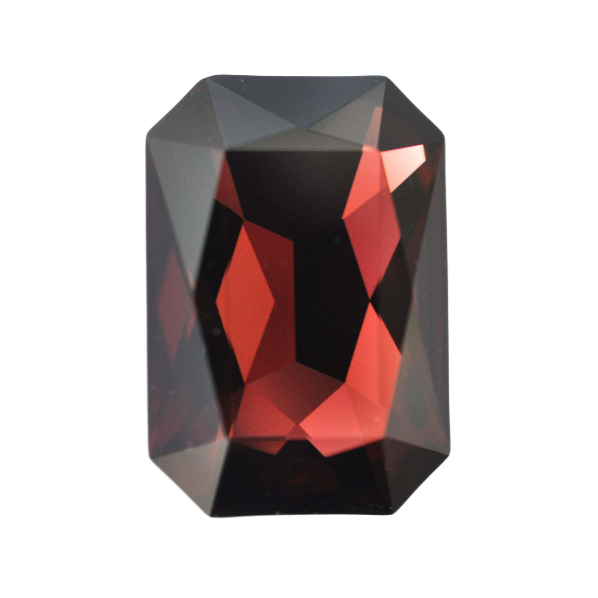 One large octagon shape faceted Austrian crystal rhinestones in the color Burgundy displayed on a white background.