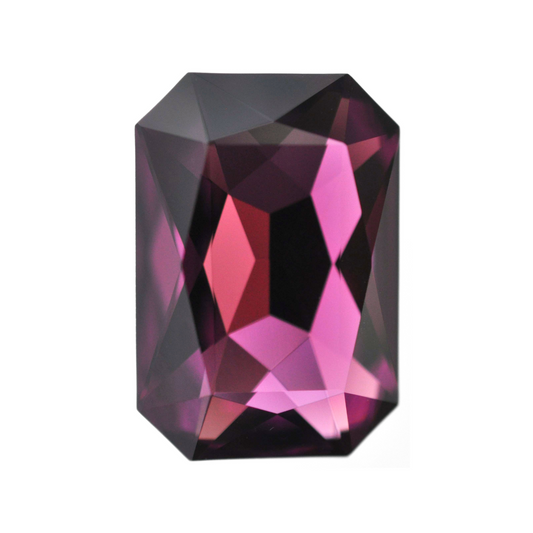One large octagon shape faceted Austrian crystal rhinestones in the color Amethyst displayed on a white background.