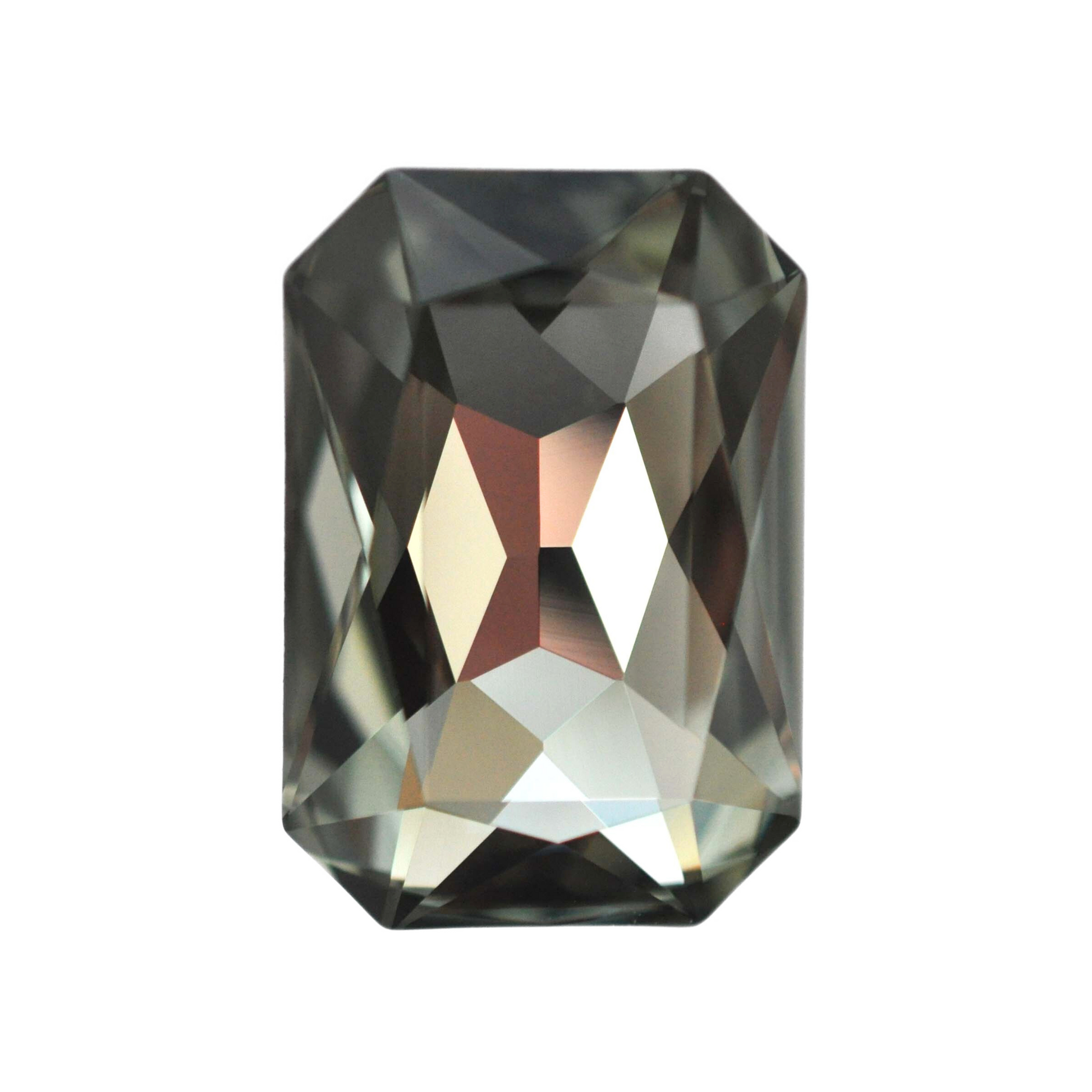 One large octagon shape faceted Austrian crystal rhinestones in the color Black Diamond displayed on a white background.