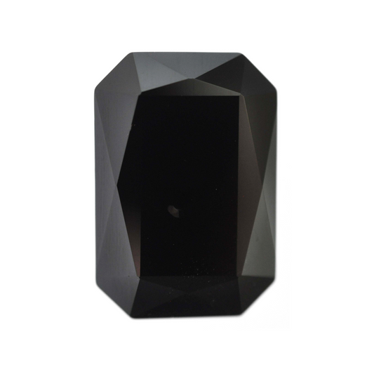 One large octagon shape faceted Austrian crystal rhinestones in the color Jet displayed on a white background.