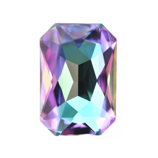 One large octagon shape faceted Austrian crystal rhinestones in the color Vitrail Light displayed on a white background.