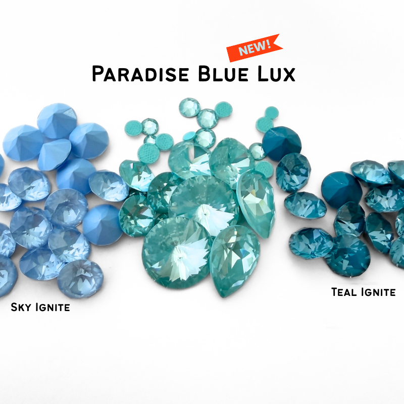 Paradise Blue Lux 1088 Chatons Barton Crystal, 39SS