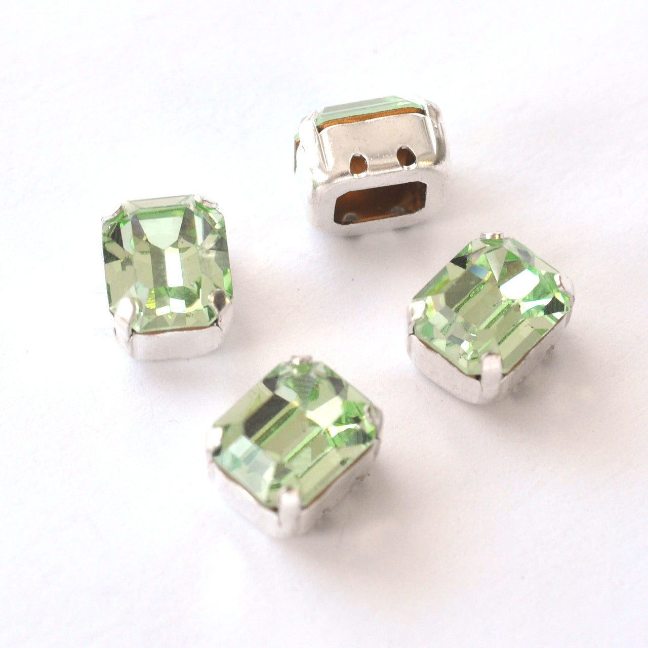 Chrysolite 10x8mm Octagon Sew On Crystals - 4 Pieces