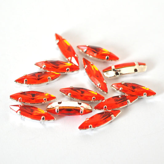 Hyacinth 15x4mm Navette Sew On Crystals - 12 Pieces