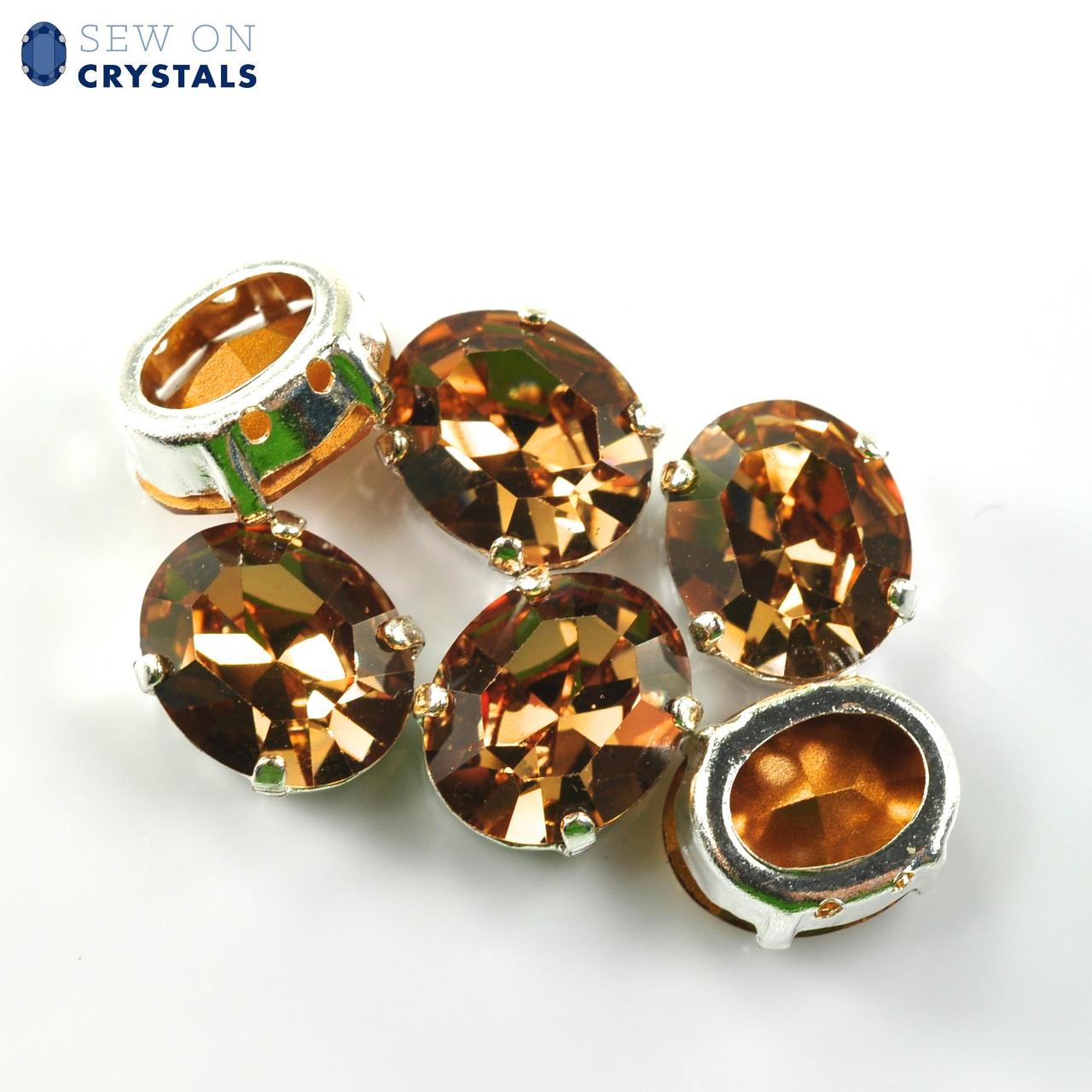 Light Colorado Topaz 12x10mm Oval Sew On Crystals - 6 Pieces