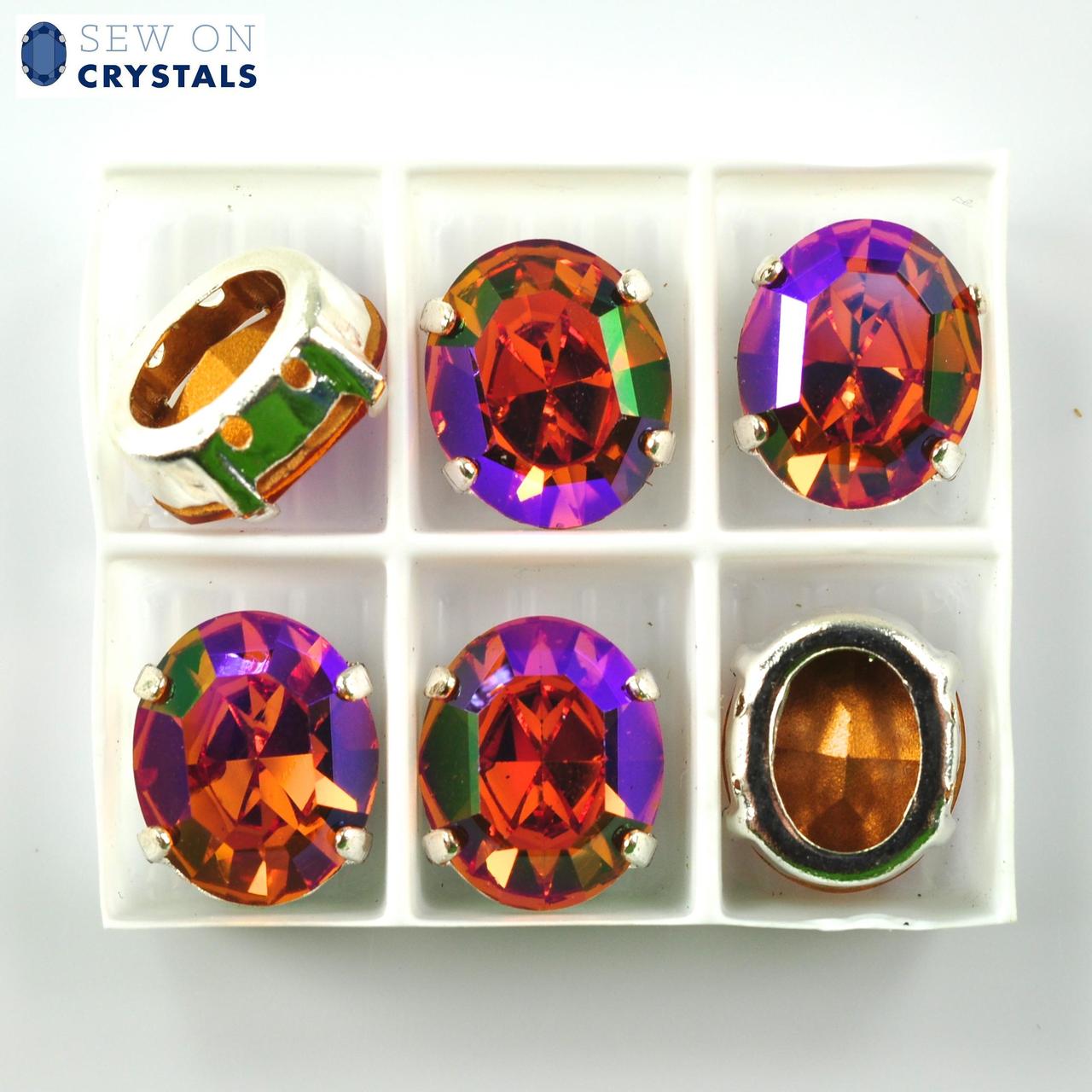 Topaz Glacier Blue 12x10mm Oval Sew On Crystals - 6 Pieces