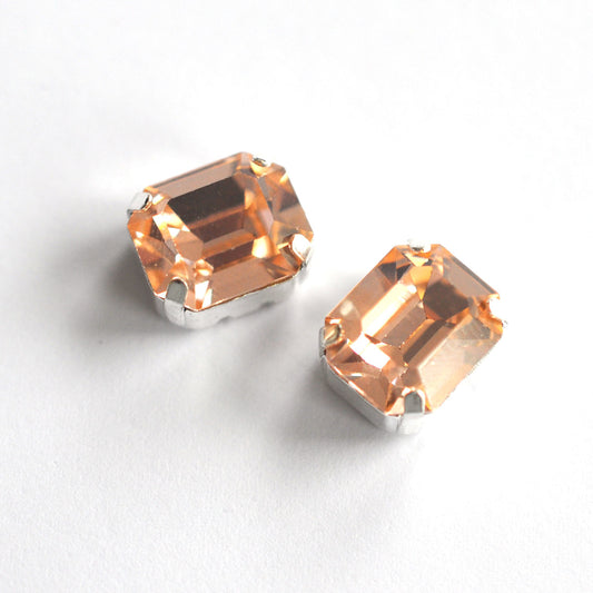 Light Peach 12x10mm Octagon Sew On Crystals - 2 Pieces