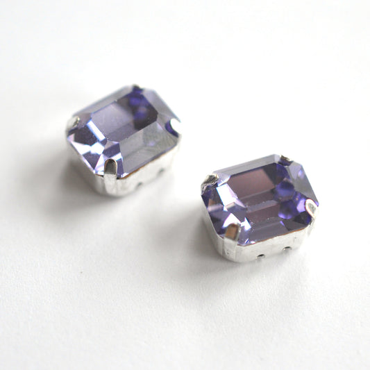 Tanzanite 12x10mm Octagon Sew On Crystals - 2 Pieces