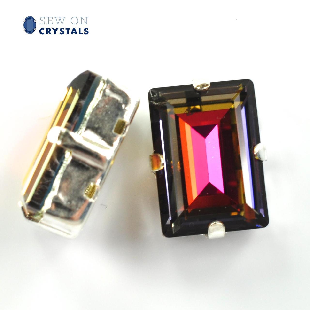 Light Amethyst Volcano 14x10mm Square Octagon Sew On Crystals - 2 Pieces