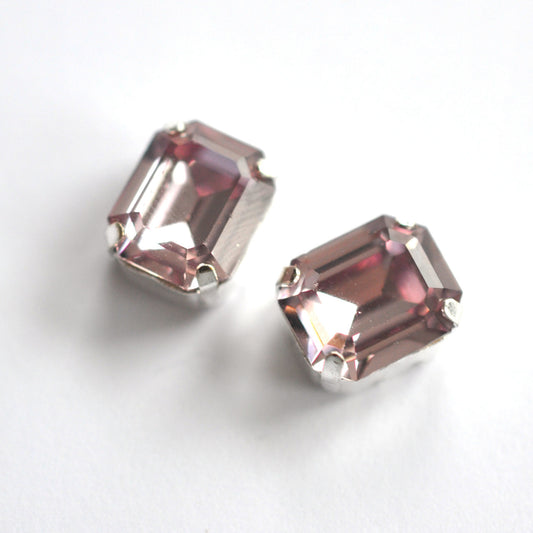 Light Amethyst 12x10mm Octagon Sew On Crystals - 2 Pieces
