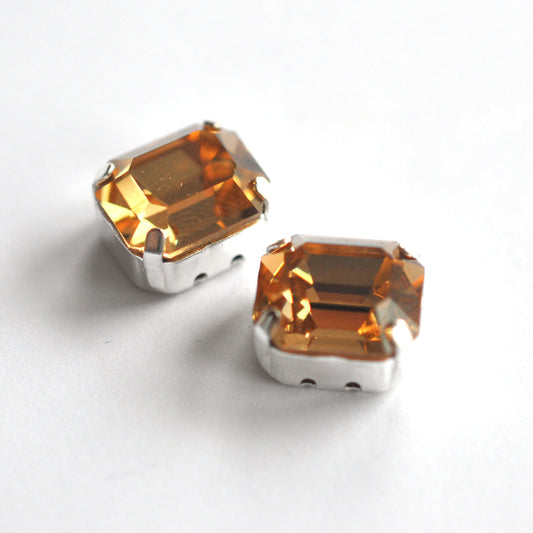 Light Colorado Topaz 12x10mm Octagon Sew On Crystals - 2 Pieces