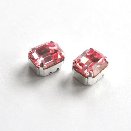 Light Rose 12x10mm Octagon Sew On Crystals - 2 Pieces