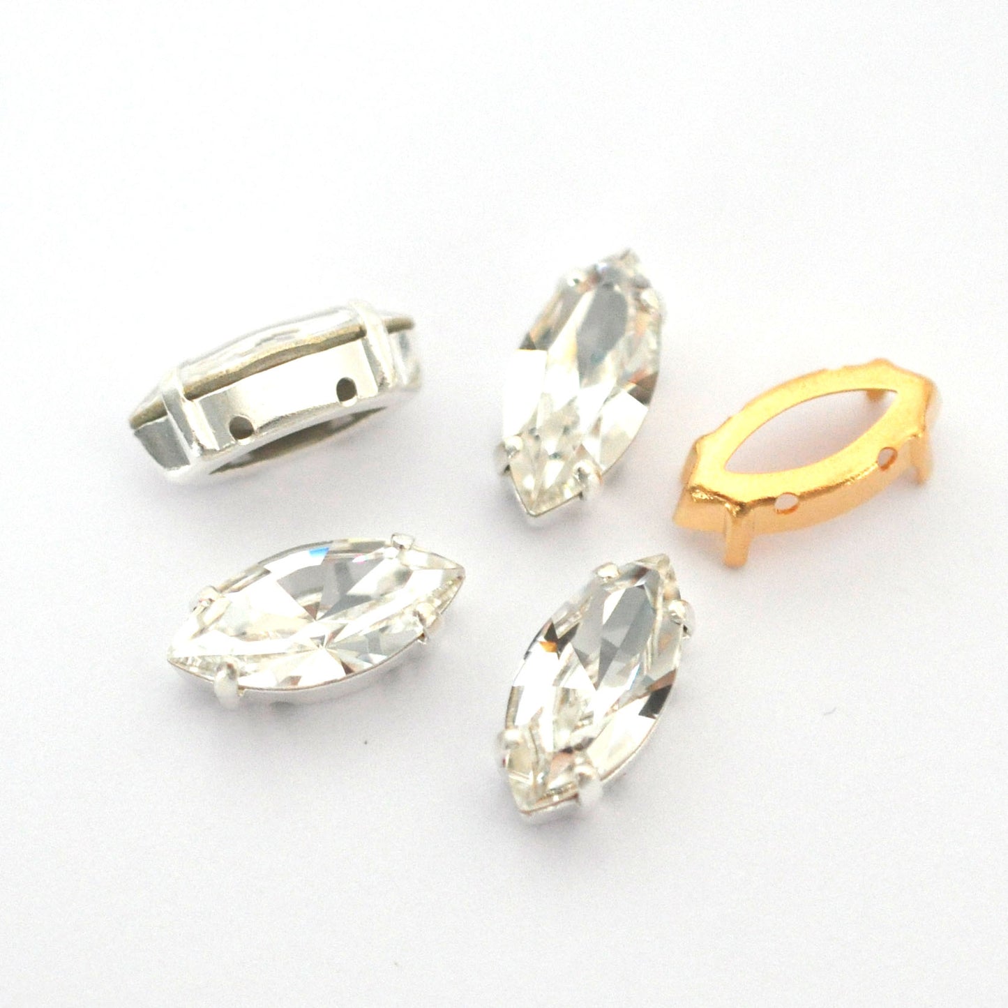 Crystal Clear 15x7mm Navette Sew On Crystals - 4 Pieces