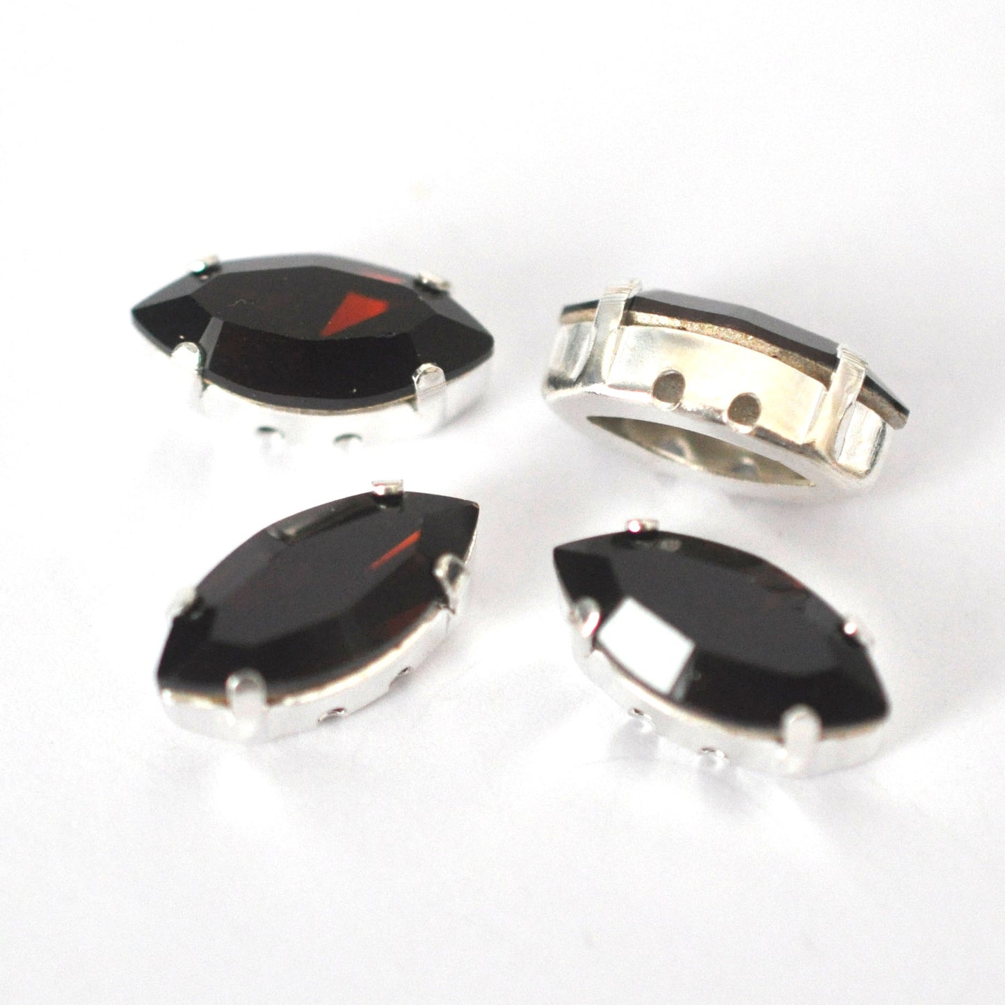 Mocca 15x7mm Navette Sew On Crystals - 4 Pieces