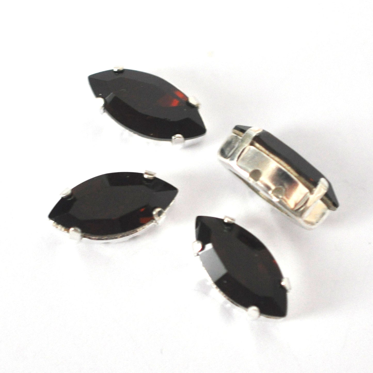 Mocca 15x7mm Navette Sew On Crystals - 4 Pieces