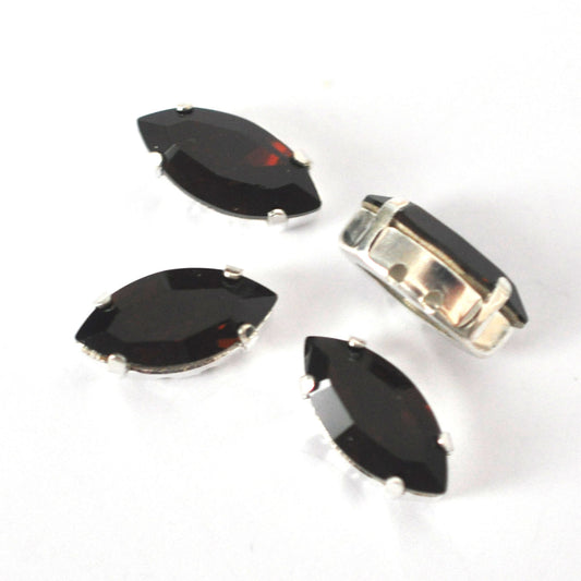 Mocca 15x7mm Navette Sew On Crystals - 4 Pieces