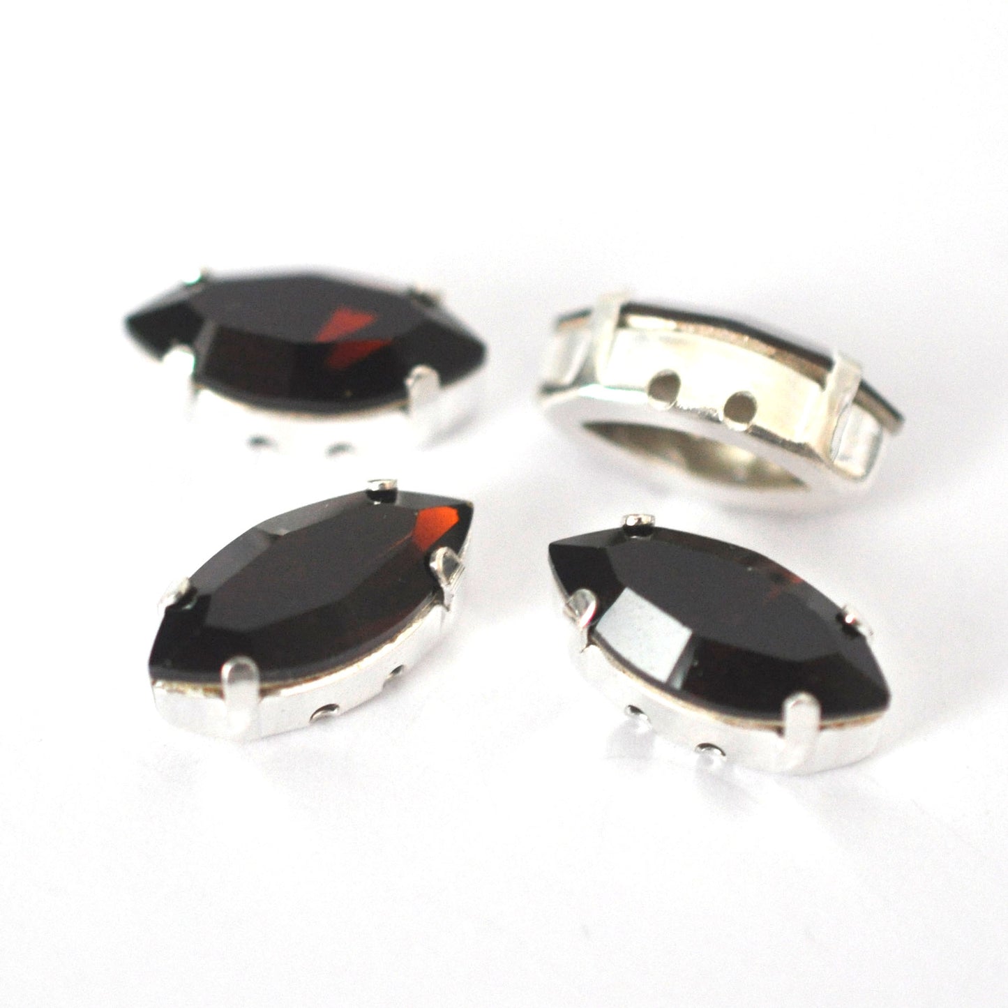 Mocca 15x7mm Navette Sew On Crystals - 4 Pieces