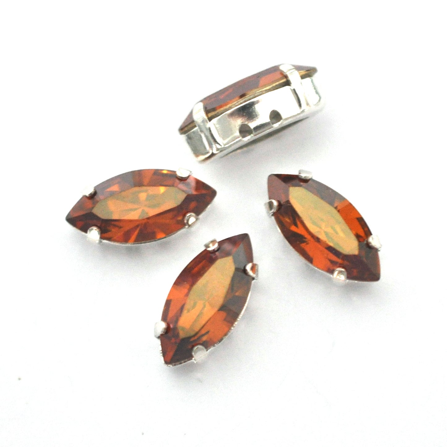 Copper 15x7mm Navette Sew On Crystals - 4 Pieces