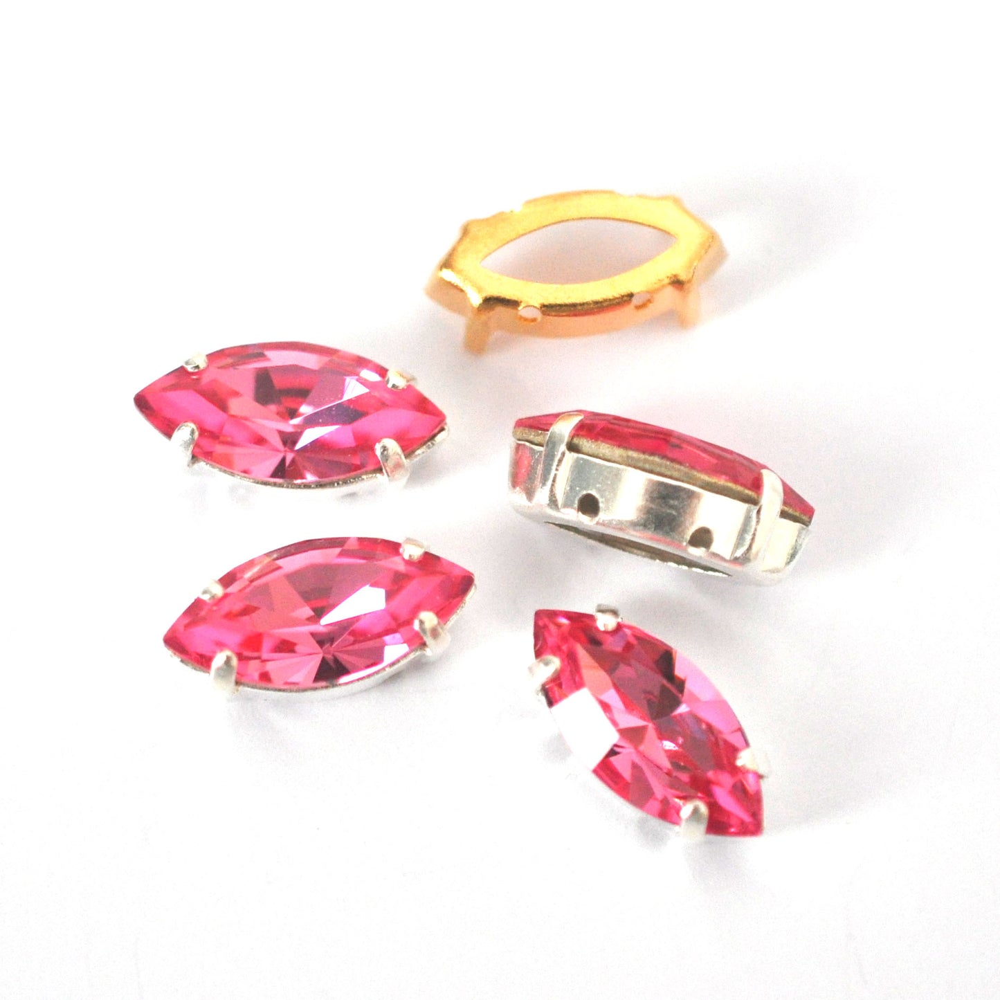 Rose 15x7mm Navette Sew On Crystals - 4 Pieces