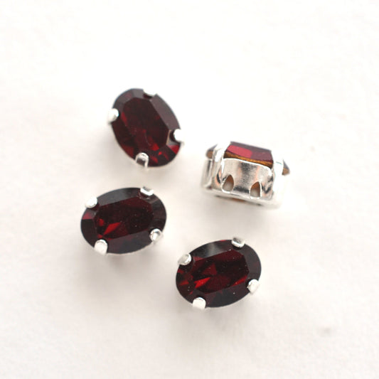 Garnet 8x6mm Sew On Set Ovals - 4 Pieces