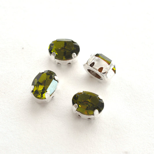 Lime 8x6mm Sew On Set Ovals - 4 Pieces