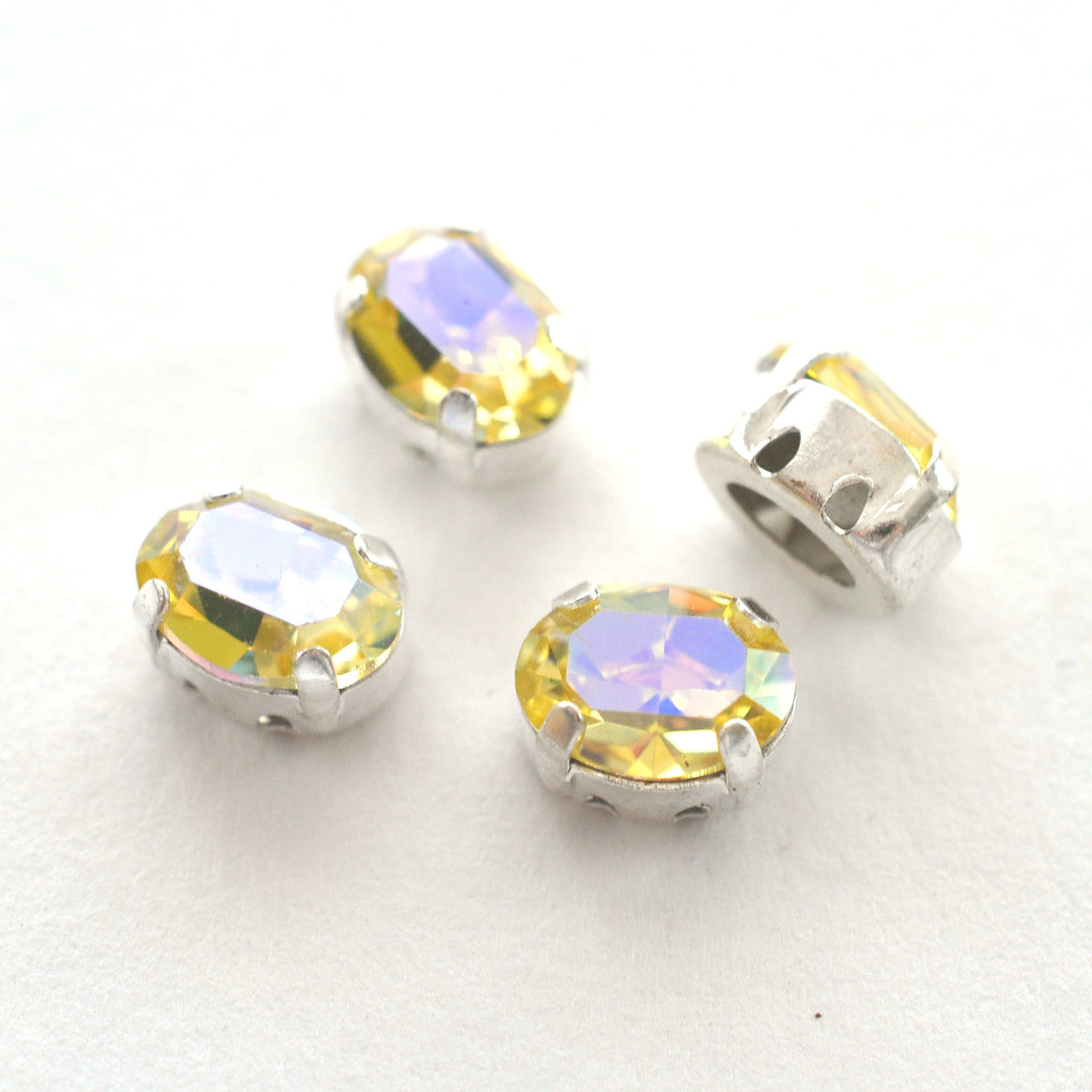 Jonquil Glacier Blue 8x6mm Sew On Set Ovals - 4 Pieces