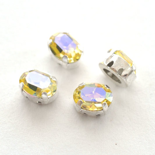 Jonquil Glacier Blue 8x6mm Sew On Set Ovals - 4 Pieces