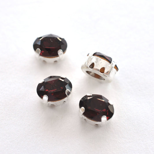 Burgundy 8x6mm Sew On Set Ovals - 4 Pieces