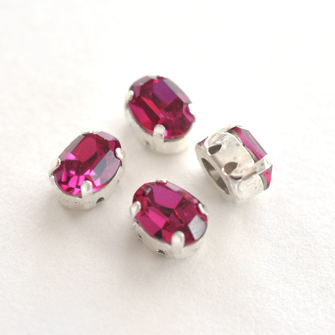 Fuchsia 8x6mm Sew On Set Ovals - 4 Pieces