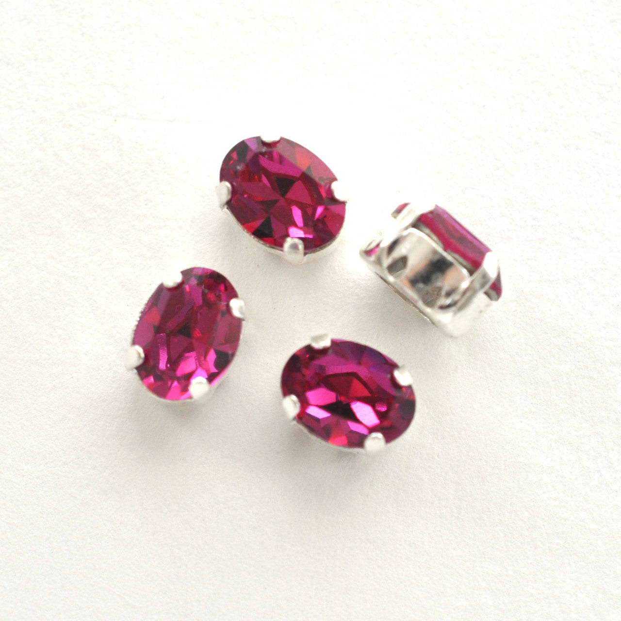 Fuchsia 8x6mm Sew On Set Ovals - 4 Pieces