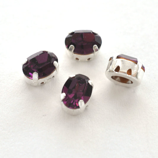 Amethyst 8x6mm Sew On Set Ovals - 4 Pieces