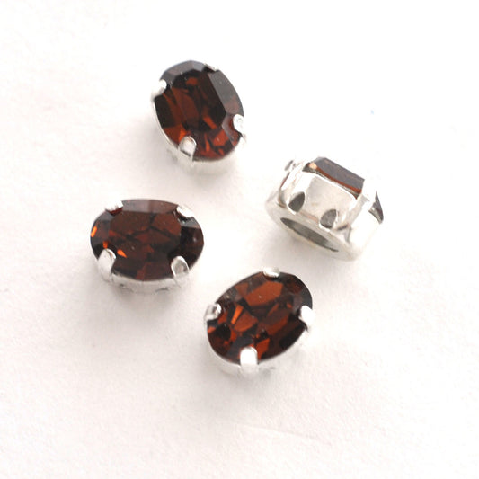 Smoked Topaz 8x6mm Sew On Set Ovals - 4 Pieces