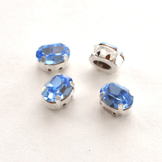 Light Sapphire 8x6mm Sew On Set Ovals - 4 Pieces