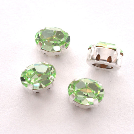 Chrysolite 8x6mm 8x6mm Sew On Set Ovals - 4 Pieces