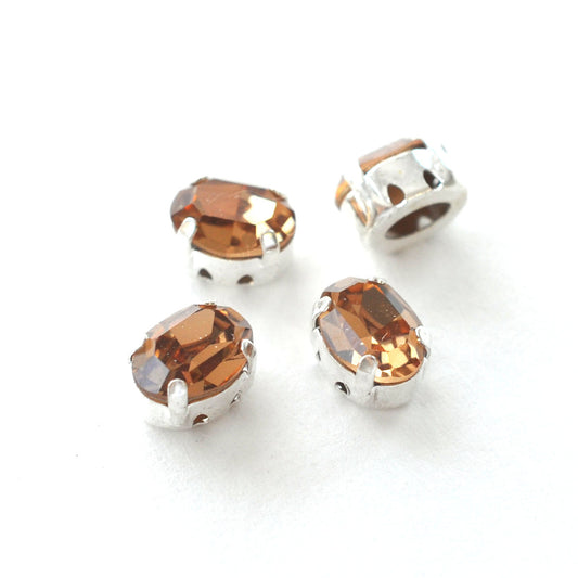 Light Colorado Topaz 8x6mm Sew On Set Ovals - 4 Pieces