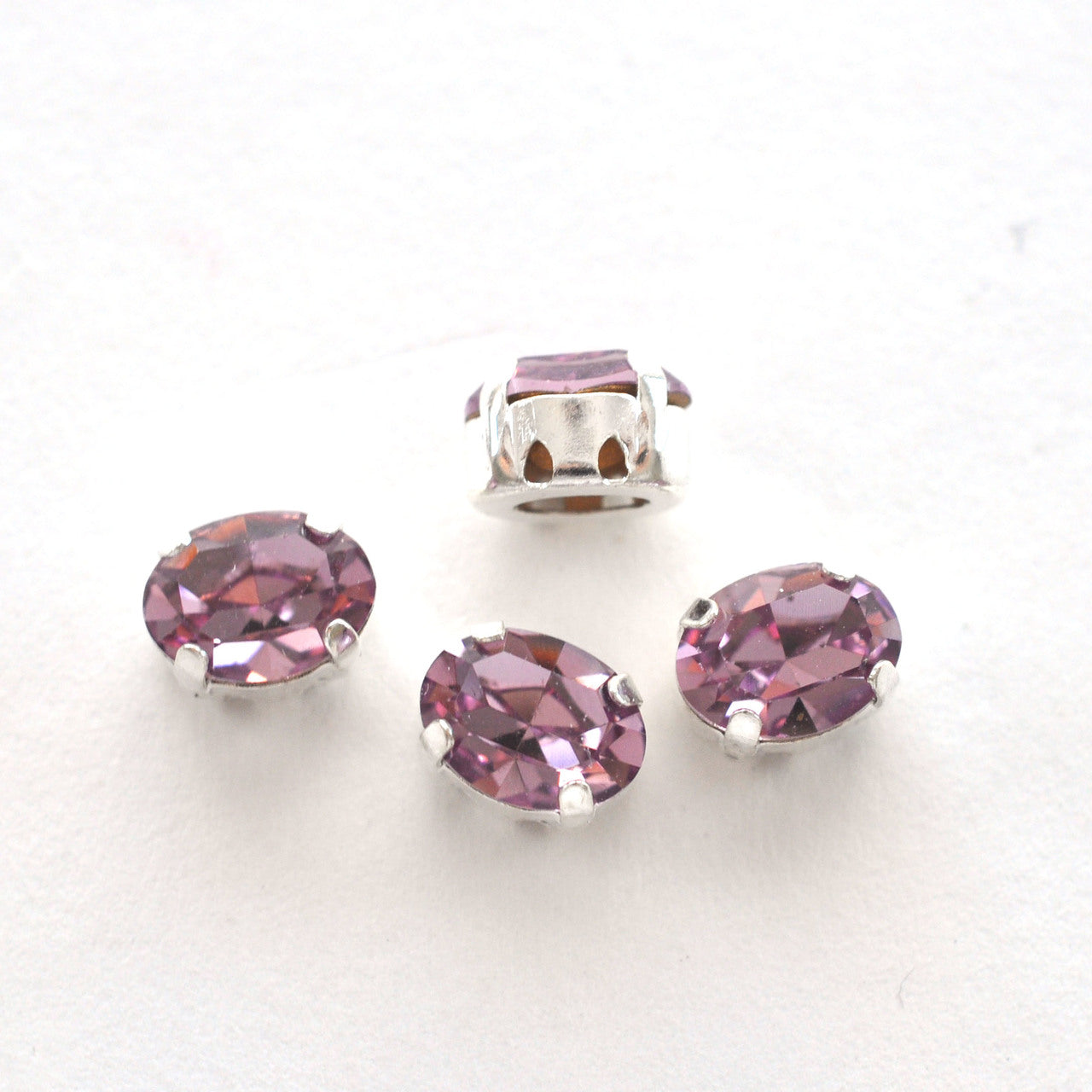 Light Amethyst 8x6mm Sew On Set Ovals - 4 Pieces