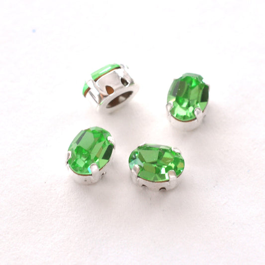 Peridot 8x6mm Sew On Set Ovals - 4 Pieces