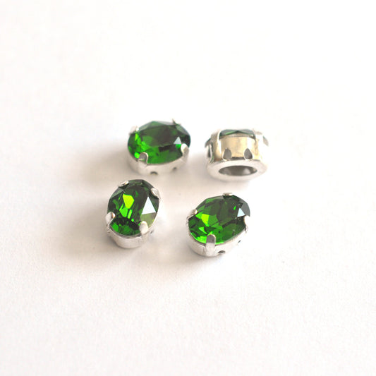 Fern Green 8x6mm Sew On Set Ovals - 4 Pieces
