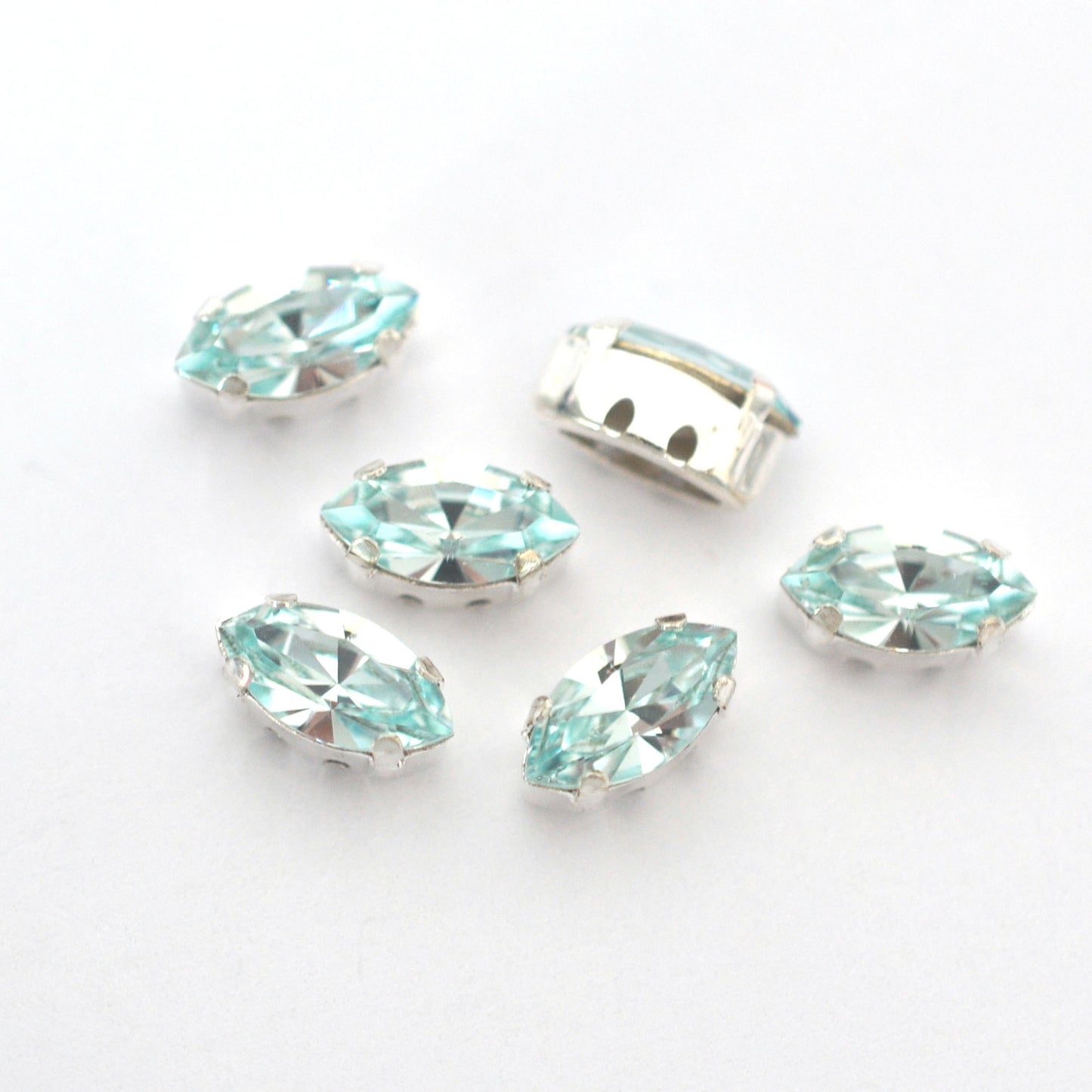 Light Azore 10x5mm Navette Sew On Crystals - 6 Pieces