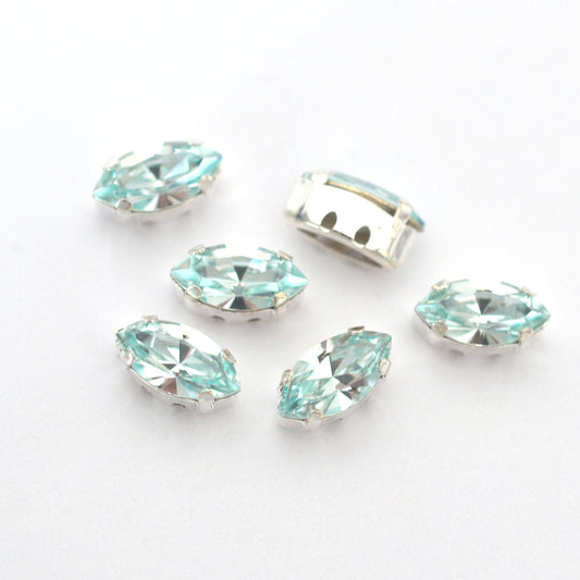 Light Azore 10x5mm Navette Sew On Crystals - 6 Pieces